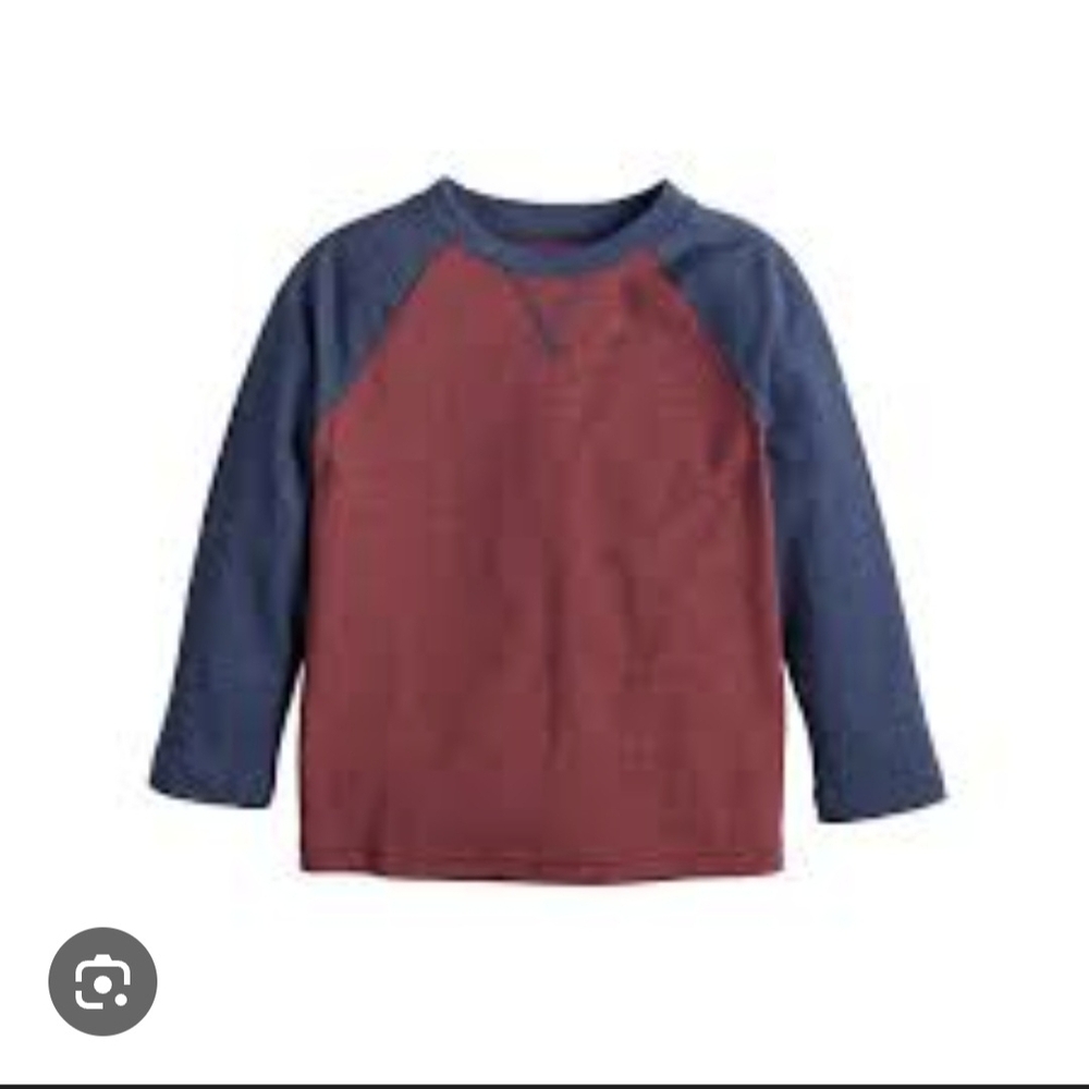 NWT jumping beans Burgundy Body with Blue Raglan Long Sleeve Tee Size 2T